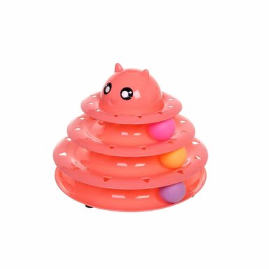 CIRCUITO CON PELOTAS DE 3 NIVELES ROSADO PARA GATO ACTIVO Y+PAPEL REGALO - 1
