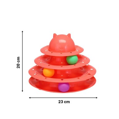 CIRCUITO CON PELOTAS DE 3 NIVELES ROSADO PARA GATO ACTIVO Y+PAPEL REGALO - 4
