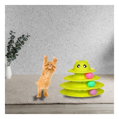 PACK6 ESTRUCTURA MODERNA DE 3 NIVELES CON PELOTAS VERDE LIMON PARA GATO Y+REGALO STICKER - 3
