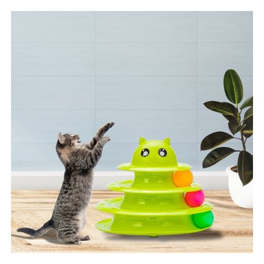 PACK6 ESTRUCTURA MODERNA DE 3 NIVELES CON PELOTAS VERDE LIMON PARA GATO Y+REGALO STICKER - 5