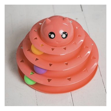 PACK4 TORRE ESTABLE DE 3 NIVELES CON PELOTAS ROSADO PARA MASCOTA - 3