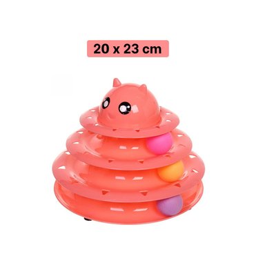 PACK4 TORRE ESTABLE DE 3 NIVELES CON PELOTAS ROSADO PARA MASCOTA - 4