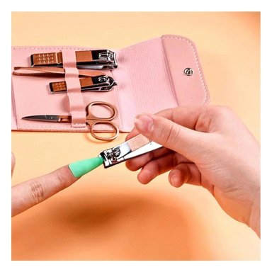 PACK6 HERRAMIENTAS MANICURE Y PEDICURE 12 PIEZAS ROSADO CON CORTAUÑAS Y+REGALO STICKER - 3