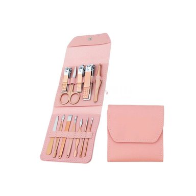 PACK12 HERRAMIENTAS DE BELLEZA 12 PIEZAS MANICURE Y PEDICURE ROSADO Y+REGALO STICKER - 2