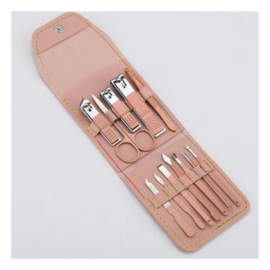 PACK12 HERRAMIENTAS DE BELLEZA 12 PIEZAS MANICURE Y PEDICURE ROSADO Y+REGALO STICKER - 3