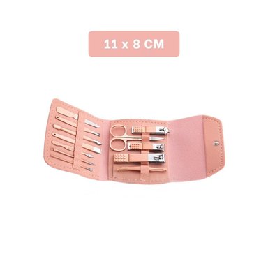 PACK12 HERRAMIENTAS DE BELLEZA 12 PIEZAS MANICURE Y PEDICURE ROSADO Y+REGALO STICKER - 4