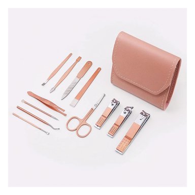 PACK12 HERRAMIENTAS DE BELLEZA 12 PIEZAS MANICURE Y PEDICURE ROSADO Y+REGALO STICKER - 5