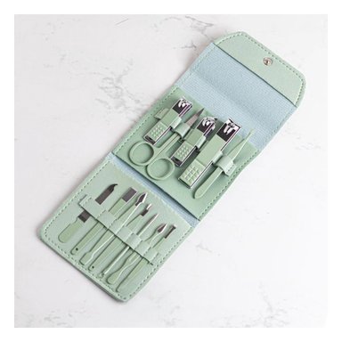 PACK2 ESTUCHE MANICURE Y PEDICURE 12 PIEZAS VERDE CON ACCESORIOS - 5