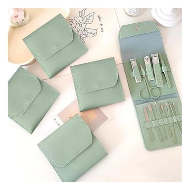 PACK2 ESTUCHE COMPLETO 12 PIEZAS MANICURE Y PEDICURE VERDE CON CORTAUÑAS Y+PAPEL REGALO - 2