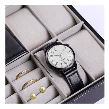 PACK2 COFRE PORTA JOYAS NEGRO CON ESPACIO PARA 8 RELOJES - 2