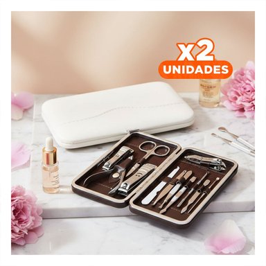 PACK2 MALETA PORTATIL PARA ARREGLO DE UÑAS 12 PIEZAS COLOR BLANCO Y+REGALO STICKER - 1