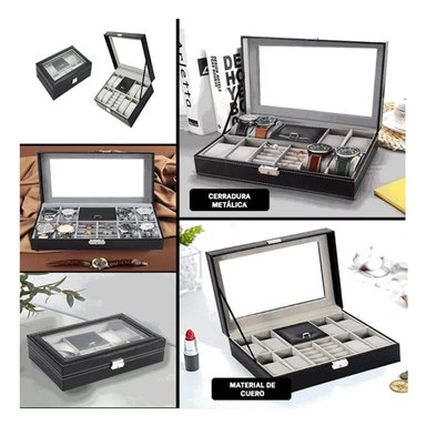 PACK6 EXHIBIDOR NEGRO PARA 8 RELOJES Y ACCESORIOS PERSONALES Y+PAPEL REGALO - 3