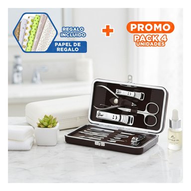 PACK4 MALETIN COMPLETO PARA MANICURE Y PEDICURE 12 PIEZAS BLANCO Y+PAPEL REGALO - 1