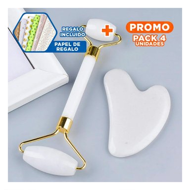 PACK4 EXTRACTOR DE JADE SET DE 2 BLANCO PARA MASAJE SUAVE Y BELLEZA NATURAL Y+PAPEL REGALO - 1