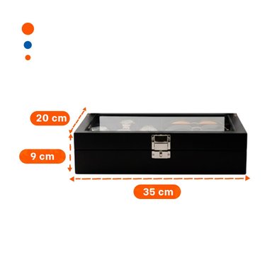 ORGANIZADOR PORTA 6 RELOJES Y 3 LENTES NEGRO COMPLETO CON COMPARTIMENTOS - 4