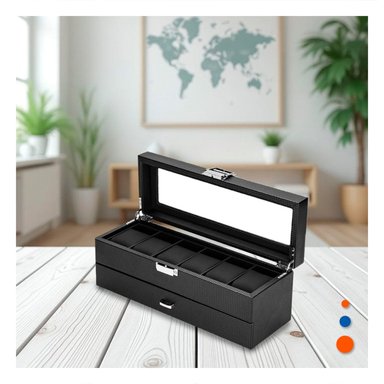 ORGANIZADOR DE RELOJES Y ACCESORIOS NEGRO 2 NIVELES COMPLETO Y+PAPEL REGALO - 2
