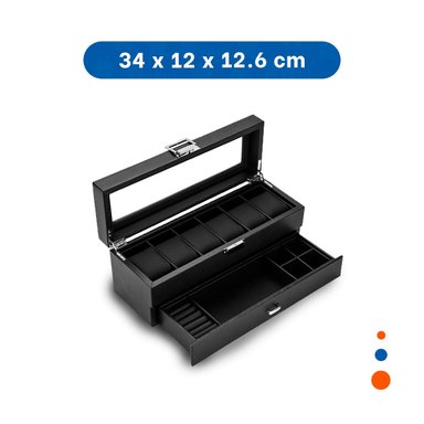 ORGANIZADOR DE RELOJES Y ACCESORIOS NEGRO 2 NIVELES COMPLETO Y+PAPEL REGALO - 4