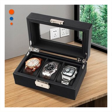 PACK2 CAJA COMPACTA PARA 3 RELOJES CON INTERIOR ACOLCHADO COMPLETO - 2