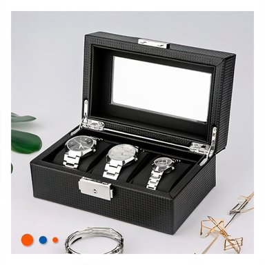 PACK2 CAJA COMPACTA PARA 3 RELOJES CON INTERIOR ACOLCHADO COMPLETO - 3