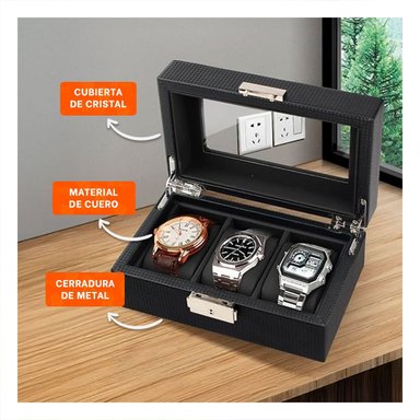 PACK2 CAJA COMPACTA PARA 3 RELOJES CON INTERIOR ACOLCHADO COMPLETO - 5