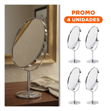 PACK4 LUNA GIRATORIA OVALADA DOBLE DE MESA 16CM PLATEADO Y+REGALO STICKER - 1