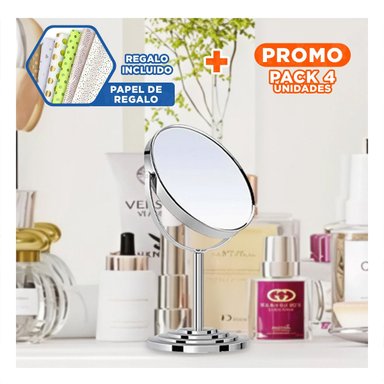 PACK4 CRISTAL GIRATORIO OVALADO DOBLE DE MESA 16CM PLATEADO Y+PAPEL REGALO - 1