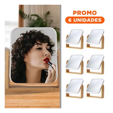 PACK6 CRISTAL RECTANGULAR DOBLE AJUSTABLE 16,5CM TRANSPARENTE BASE MADERA - 1