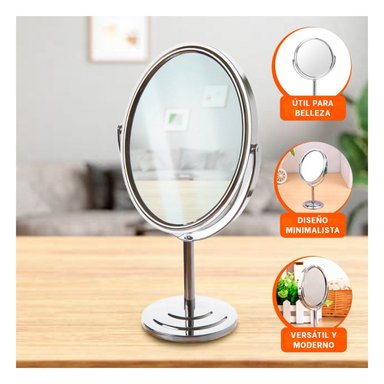 PACK6 LUNA DECORATIVA CIRCULAR DOBLE DE MESA 14,5CM PLATEADO - 5