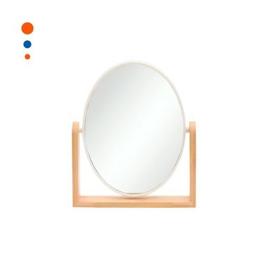 PACK12 ESPEJO OVALADO DOBLE CON BASE MADERA NATURAL 15CM Y+REGALO STICKER - 2