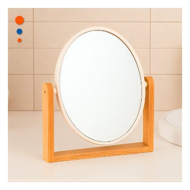 PACK12 ESPEJO OVALADO DOBLE PARA HOGAR 15CM CON BASE MADERA - 3