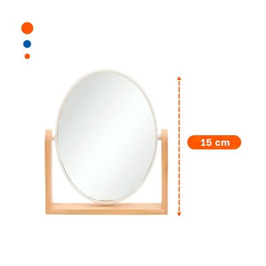 PACK12 ESPEJO OVALADO DOBLE PARA HOGAR 15CM CON BASE MADERA - 4