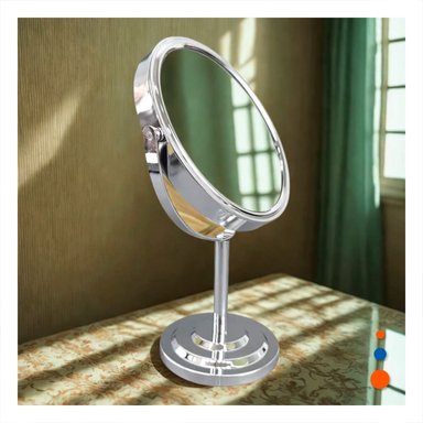 ESPEJO PORTATIL CIRCULAR DOBLE DE MESA 21,5CM PLATEADO Y+PAPEL REGALO - 2