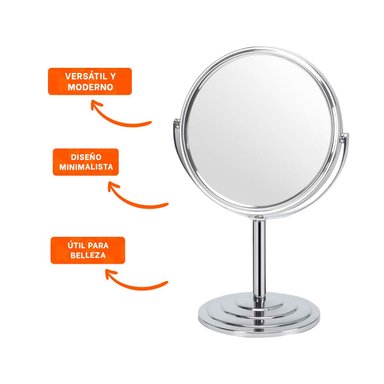 CRISTAL DE TOCADOR CIRCULAR DOBLE 14,5CM PLATEADO FUNCIONAL - 3