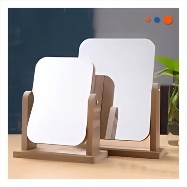 PACK4 LUNA RECTANGULAR DOBLE CON BASE MADERA 16,5CM TRANSPARENTE Y+REGALO STICKER - 3