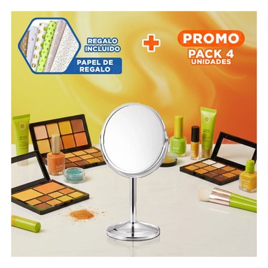 PACK4 REFLEJO DECORATIVO CIRCULAR DOBLE DE MESA 14,5CM PLATEADO Y+PAPEL REGALO - 1