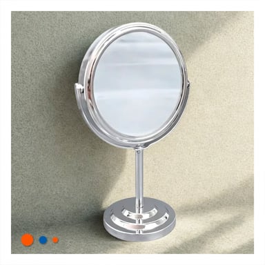REFLEJO GIRATORIO CIRCULAR DOBLE DE MESA 21,5CM PLATEADO Y+REGALO STICKER - 2
