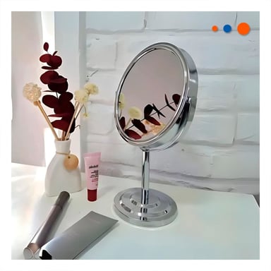 REFLEJO GIRATORIO CIRCULAR DOBLE DE MESA 21,5CM PLATEADO Y+REGALO STICKER - 5