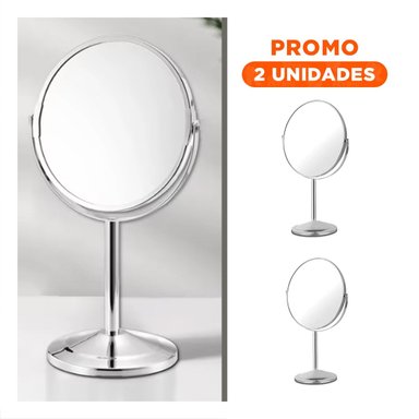 PACK2 SUPERFICIE REFLECTIVA GIRATORIA CIRCULAR DE MESA 21,5CM PLATEADO - 1