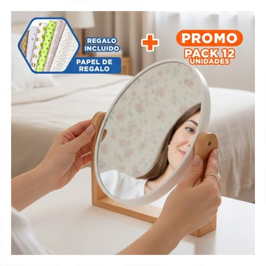 PACK12 CRISTAL OVALADO DOBLE PARA TOCADOR 15CM CON BASE MADERA Y+PAPEL REGALO - 1