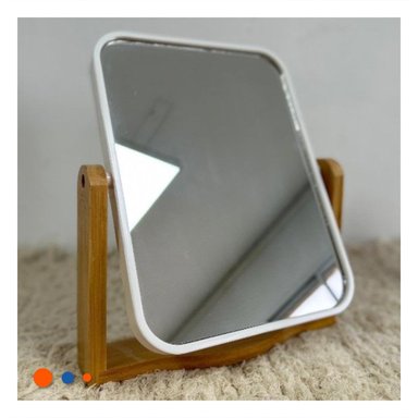 PACK4 ESPEJO RECTANGULAR DOBLE PARA ESCRITORIO 16,5CM TRANSPARENTE MADERA - 2