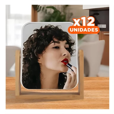 PACK12 REFLEJO RECTANGULAR DOBLE PARA VESTIDOR 16,5CM TRANSPARENTE MADERA - 1