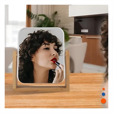 SUPERFICIE REFLECTANTE RECTANGULAR TRANSPARENTE 16,5CM BASE MADERA Y+REGALO STICKER - 5