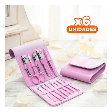 PACK6 ACCESORIOS COMPLETOS 12 PIEZAS MANICURE Y PEDICURE LILA PARA CASA Y+REGALO STICKER - 1