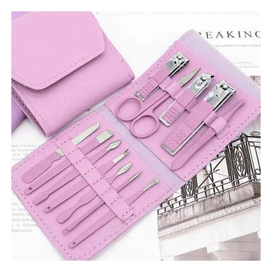 PACK6 ACCESORIOS COMPLETOS 12 PIEZAS MANICURE Y PEDICURE LILA PARA CASA Y+REGALO STICKER - 5