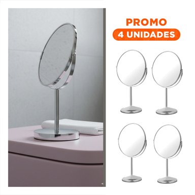 PACK4 ARTICULO DECORATIVO CIRCULAR DOBLE DE MESA 21,5CM PLATEADO Y+REGALO STICKER - 1