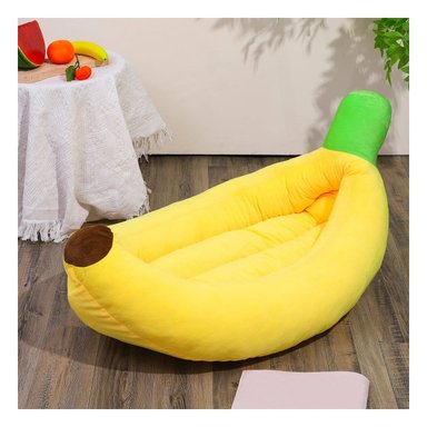 PACK6 DORMITORIO COMODO CON FORMA DE PLATANO PARA MASCOTA TALLA S AMARILLO Y+REGALO STICKER - 3