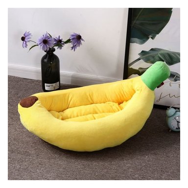PACK6 DORMITORIO COMODO CON FORMA DE PLATANO PARA MASCOTA TALLA S AMARILLO Y+REGALO STICKER - 5