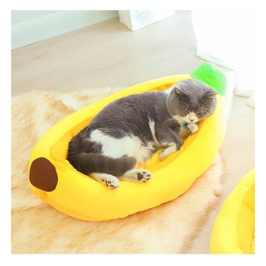 PACK4 DESCANSO COMODO CON FORMA DE PLATANO PARA MASCOTA TALLA S AMARILLO - 3