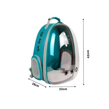 PACK4 MORRAL EXPANDIBLE PARA GATO EN CELESTE CON BURBUJA VISIBLE Y SOPORTE Y+REGALO STICKER - 4