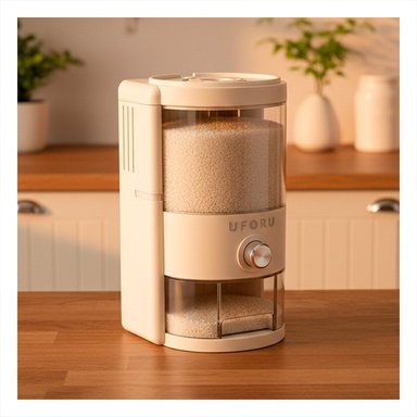 PACK4 DISPENSADOR DE COLOR CREMA Y TRANSPARENTE 10L DE GRANOS PARA MANTENER FRESCO - 2